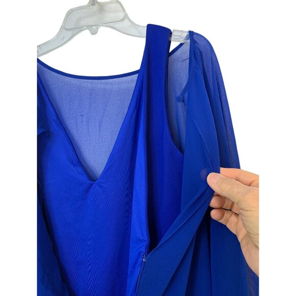 Halston Heritage Mini Evening Chiffon Cape Overlay Dress Size 6 RA10712 NWD $375 - Picture 8 of 15